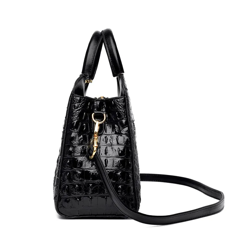 CrocChic Crocodile Pattern Zipper Tote Shoulder Bag