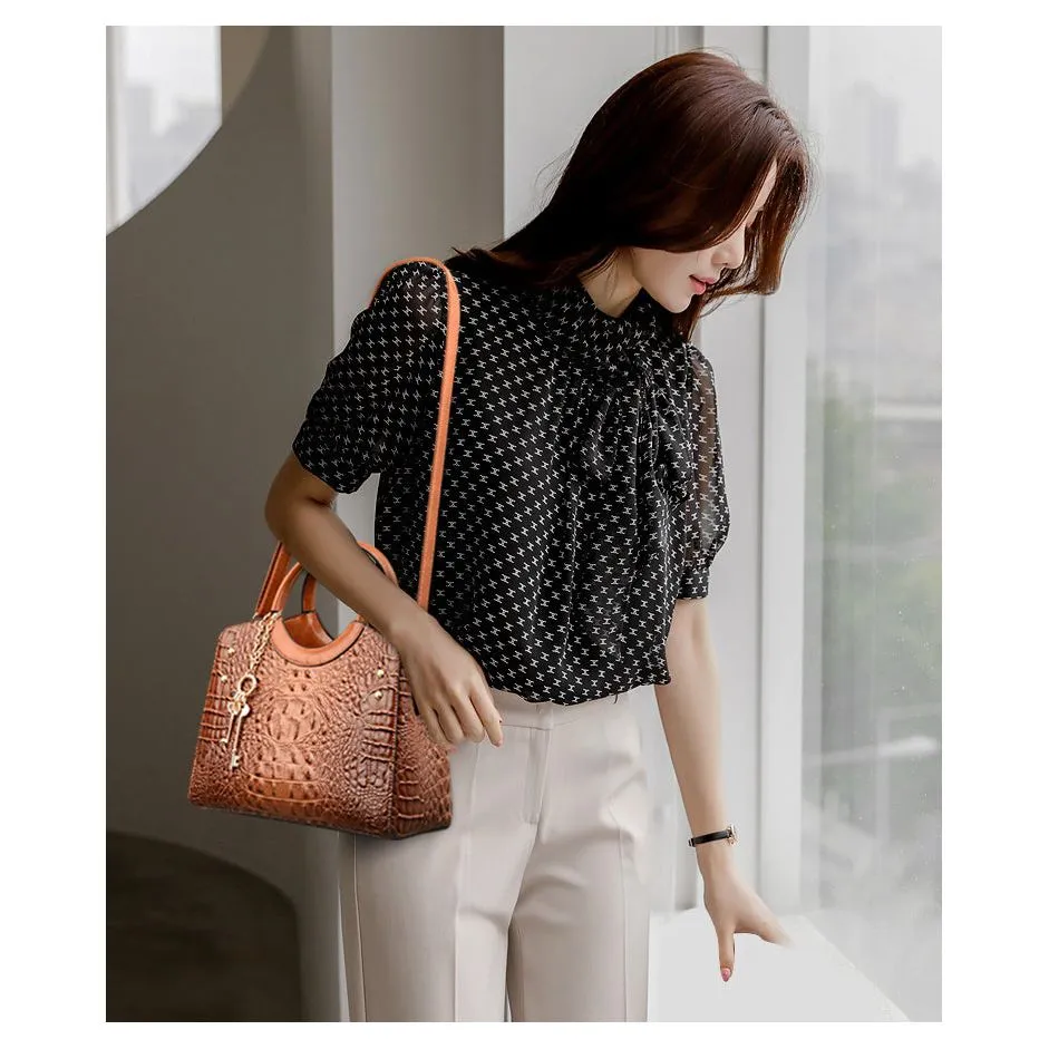 CrocChic Crocodile Pattern Zipper Tote Shoulder Bag