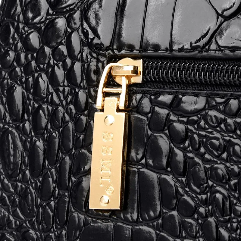 CrocChic Crocodile Pattern Zipper Tote Shoulder Bag