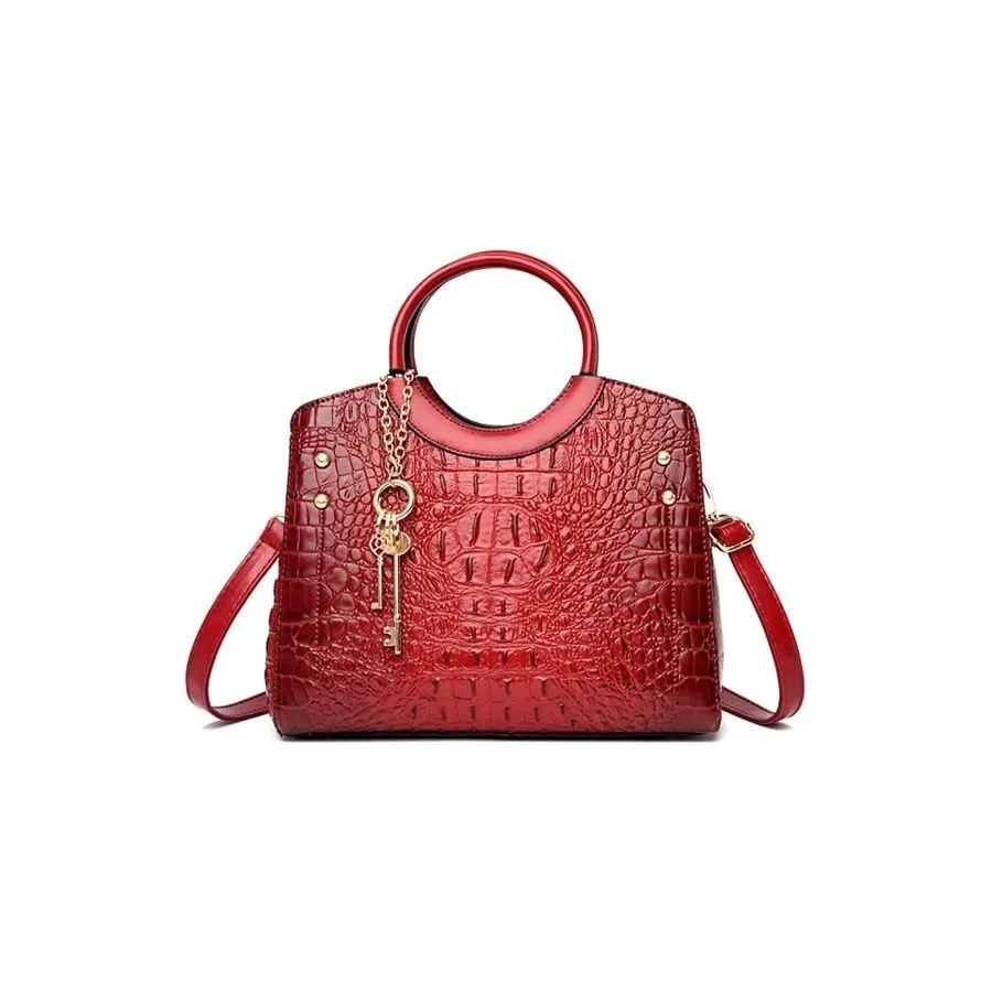 CrocChic Crocodile Pattern Zipper Tote Shoulder Bag