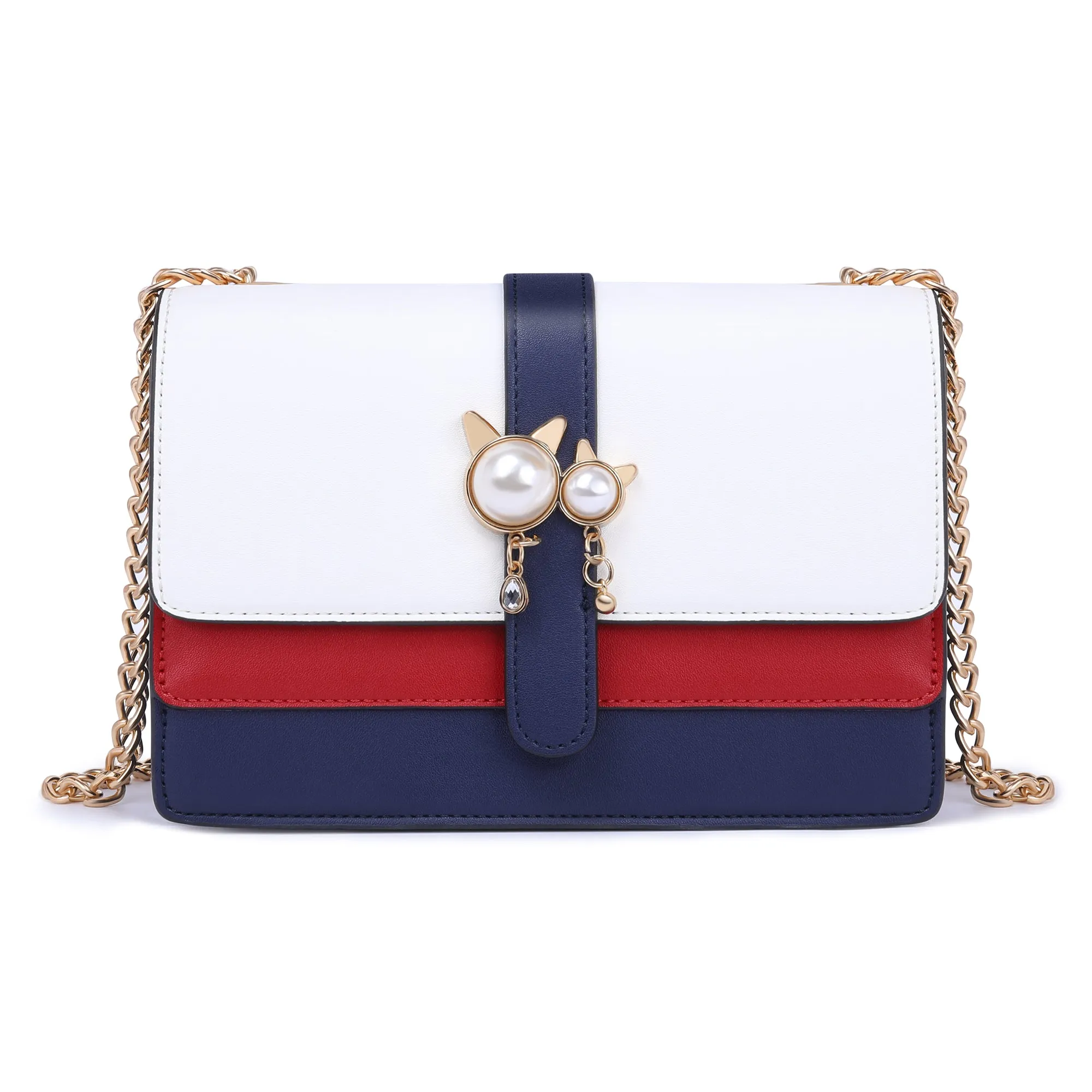 Crossbody Bags for Women with Gold-Tone Metal Chain Strap