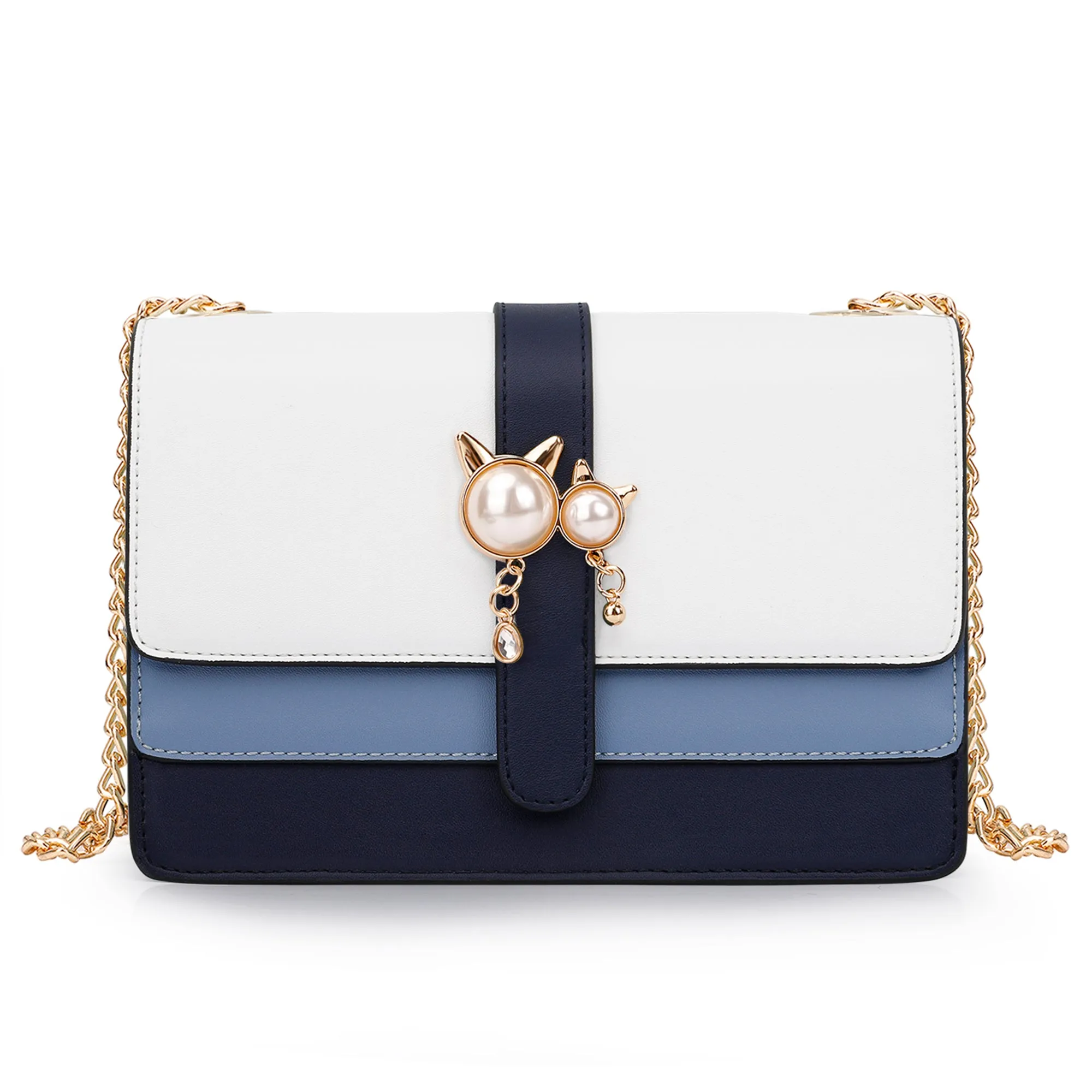 Crossbody Bags for Women with Gold-Tone Metal Chain Strap