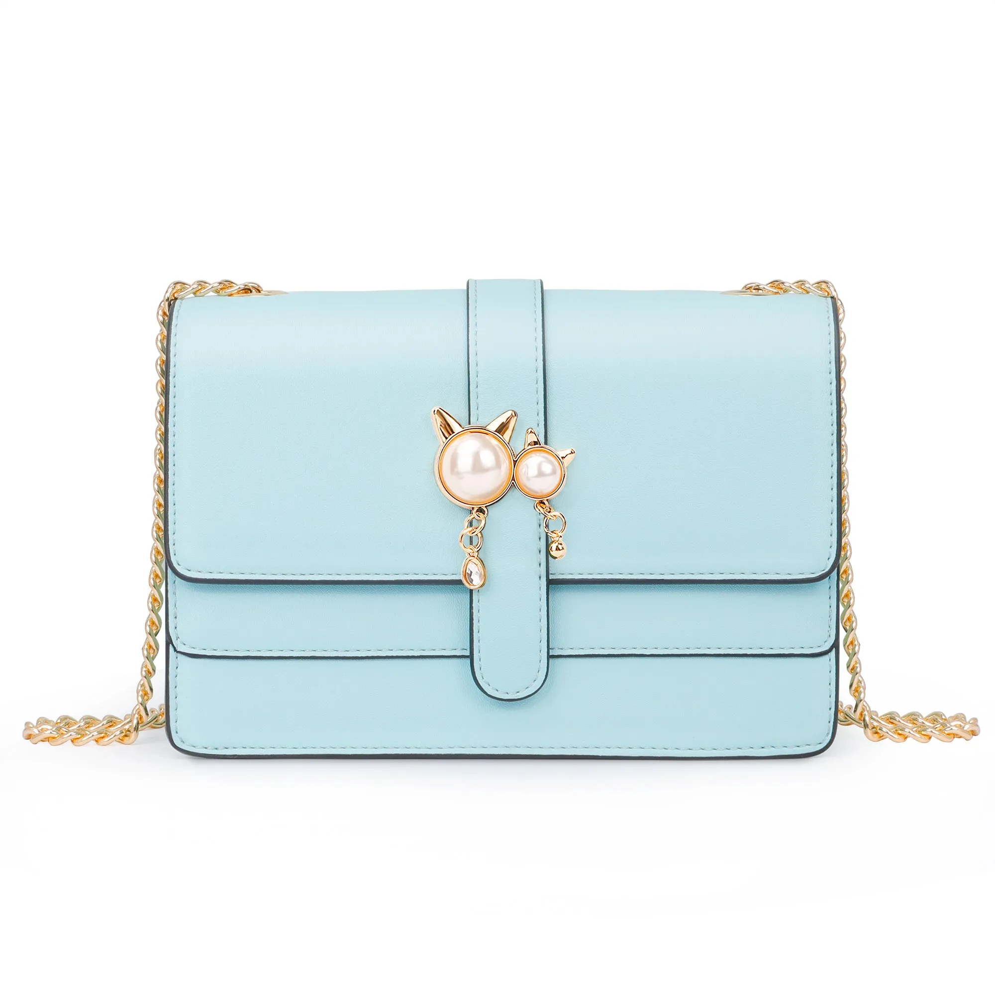 Crossbody Bags for Women with Gold-Tone Metal Chain Strap