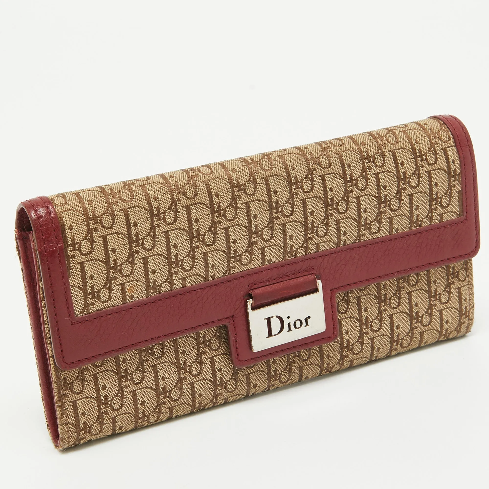DIOR Red/Beige Oblique Fabric and Leather Street Chic Wallet