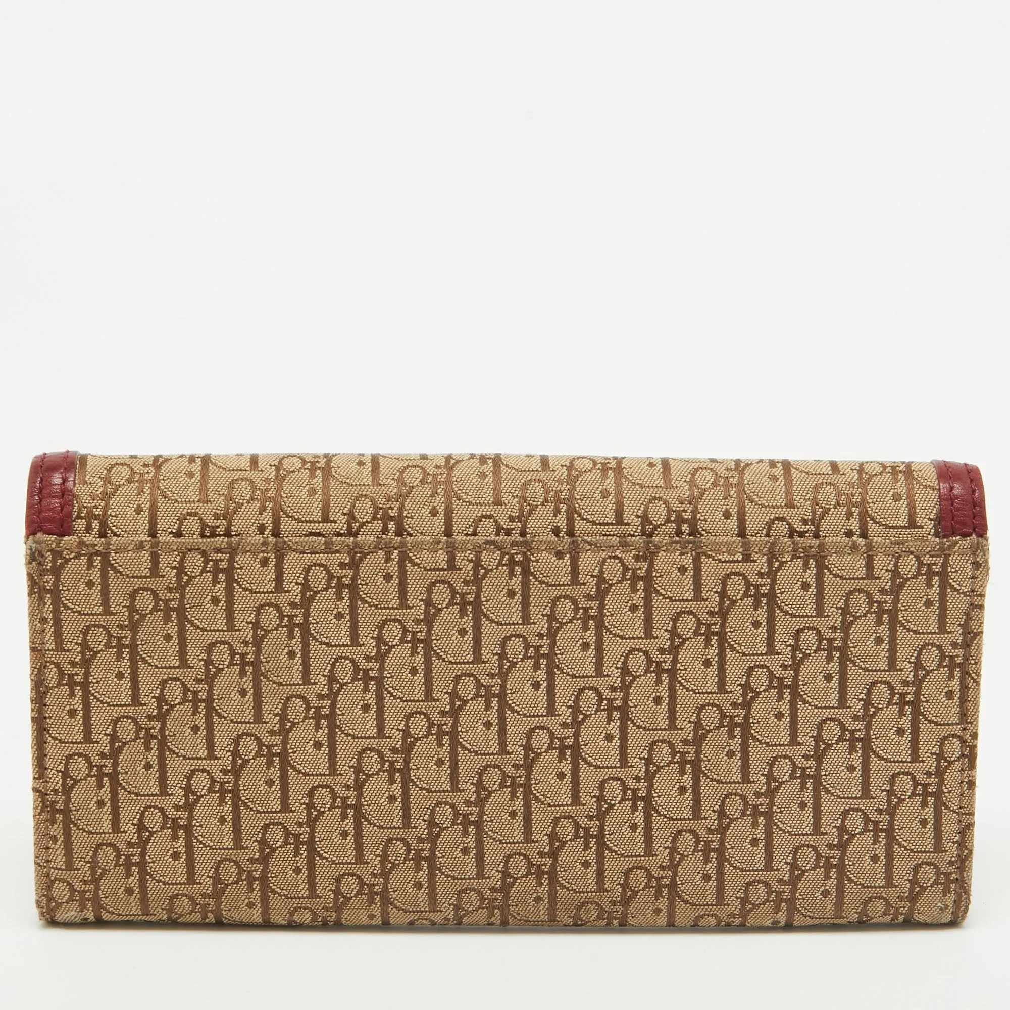 DIOR Red/Beige Oblique Fabric and Leather Street Chic Wallet