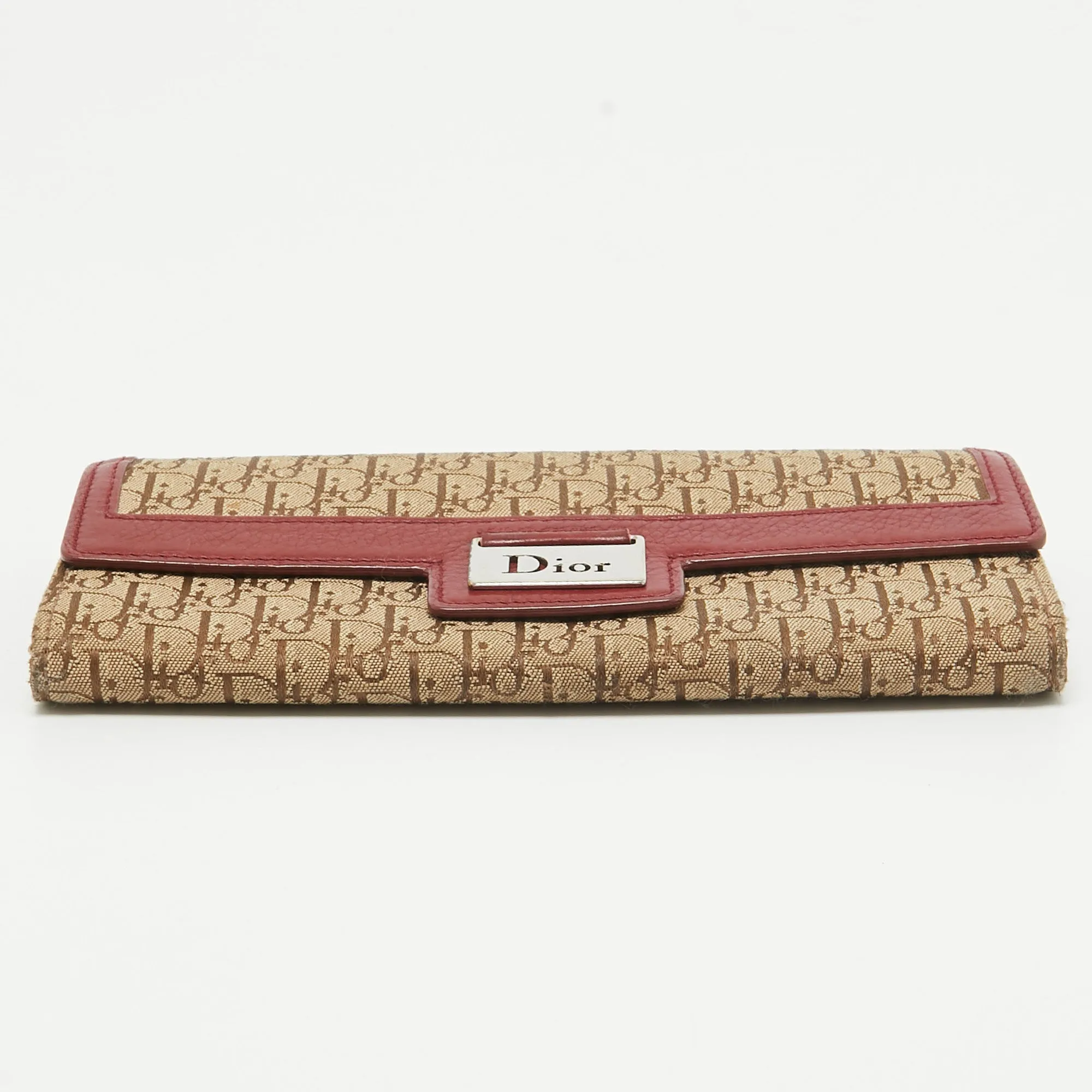 DIOR Red/Beige Oblique Fabric and Leather Street Chic Wallet