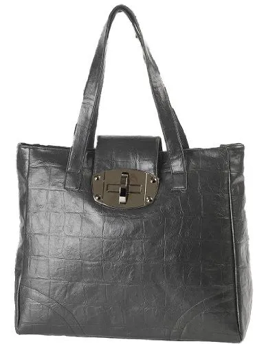 Ellie Faux Leather Croc Print Shoulder Bag