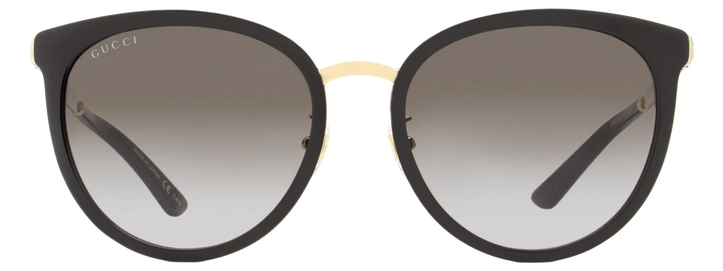 Gucci Women's Oval Sunglasses GG0077SK 001 Black/Gold 56mm