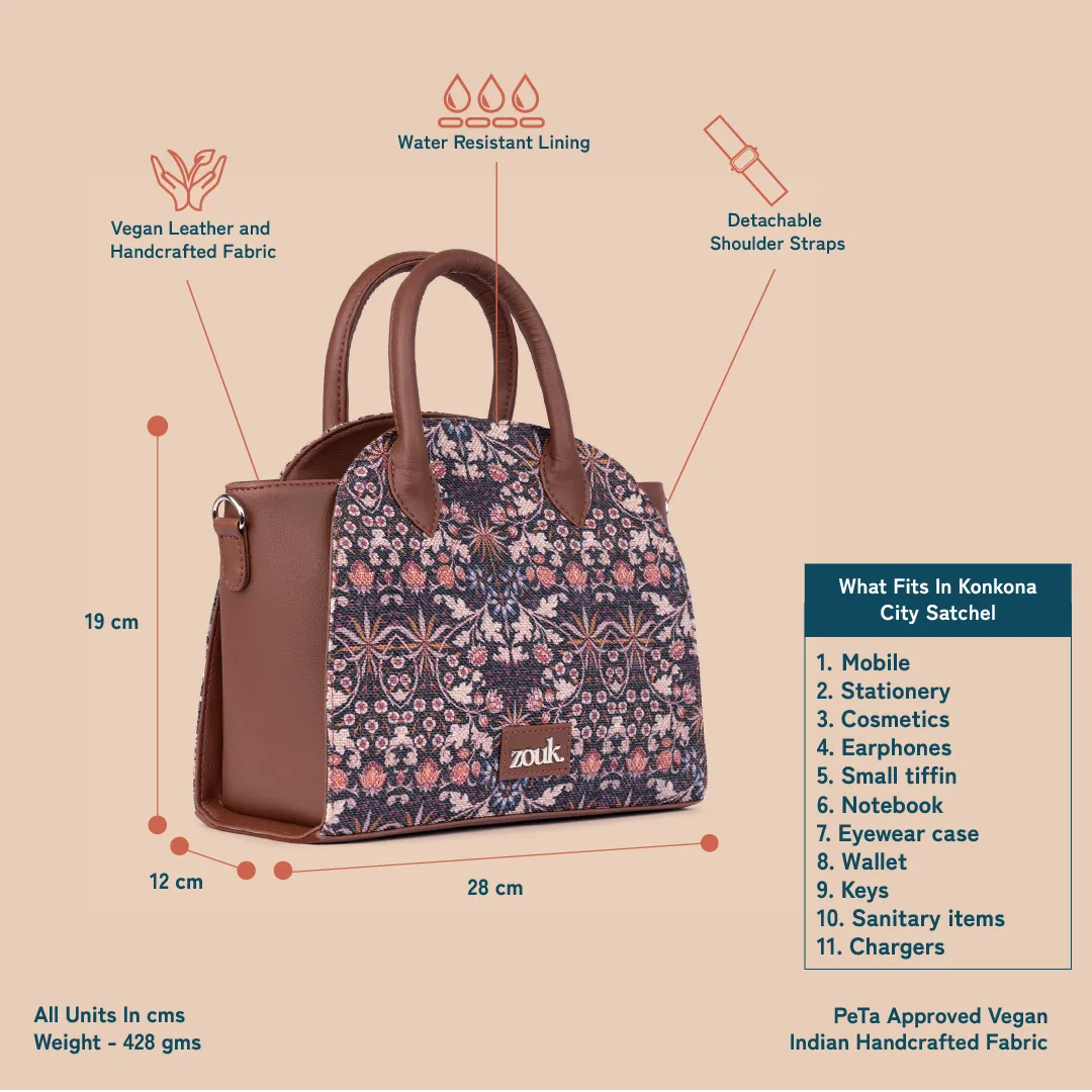 Konkona City Satchel Bag - Kashmir Blooms