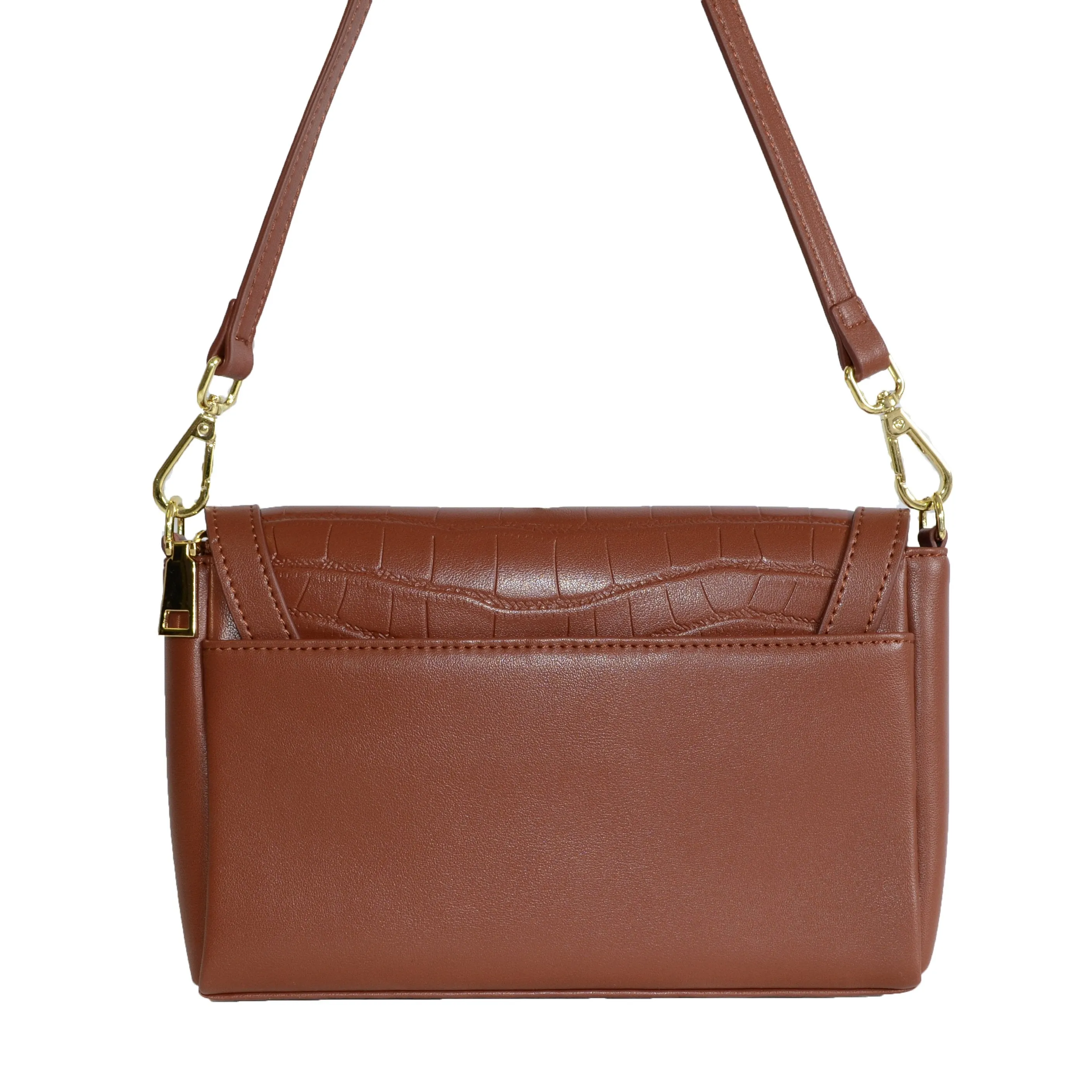 LISMORE- Women's Brown Crocodile Look Leather CrossBody