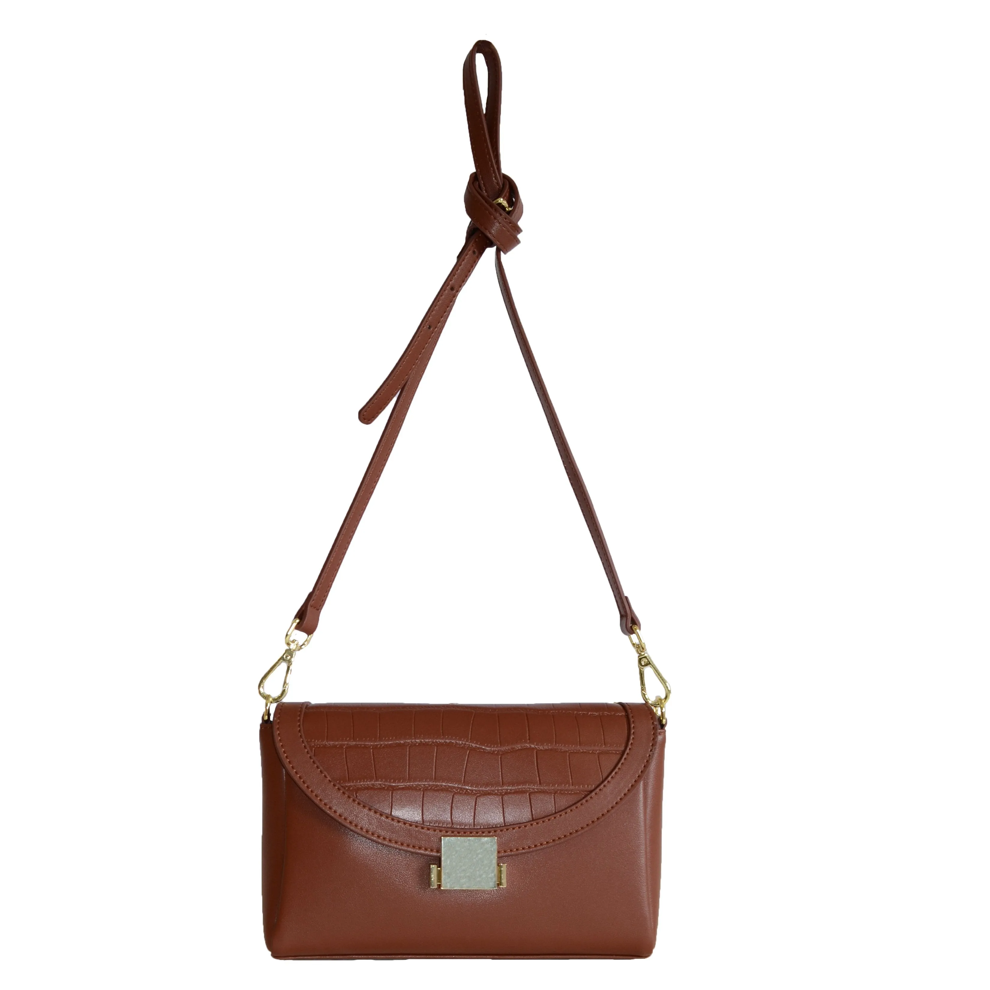 LISMORE- Women's Brown Crocodile Look Leather CrossBody