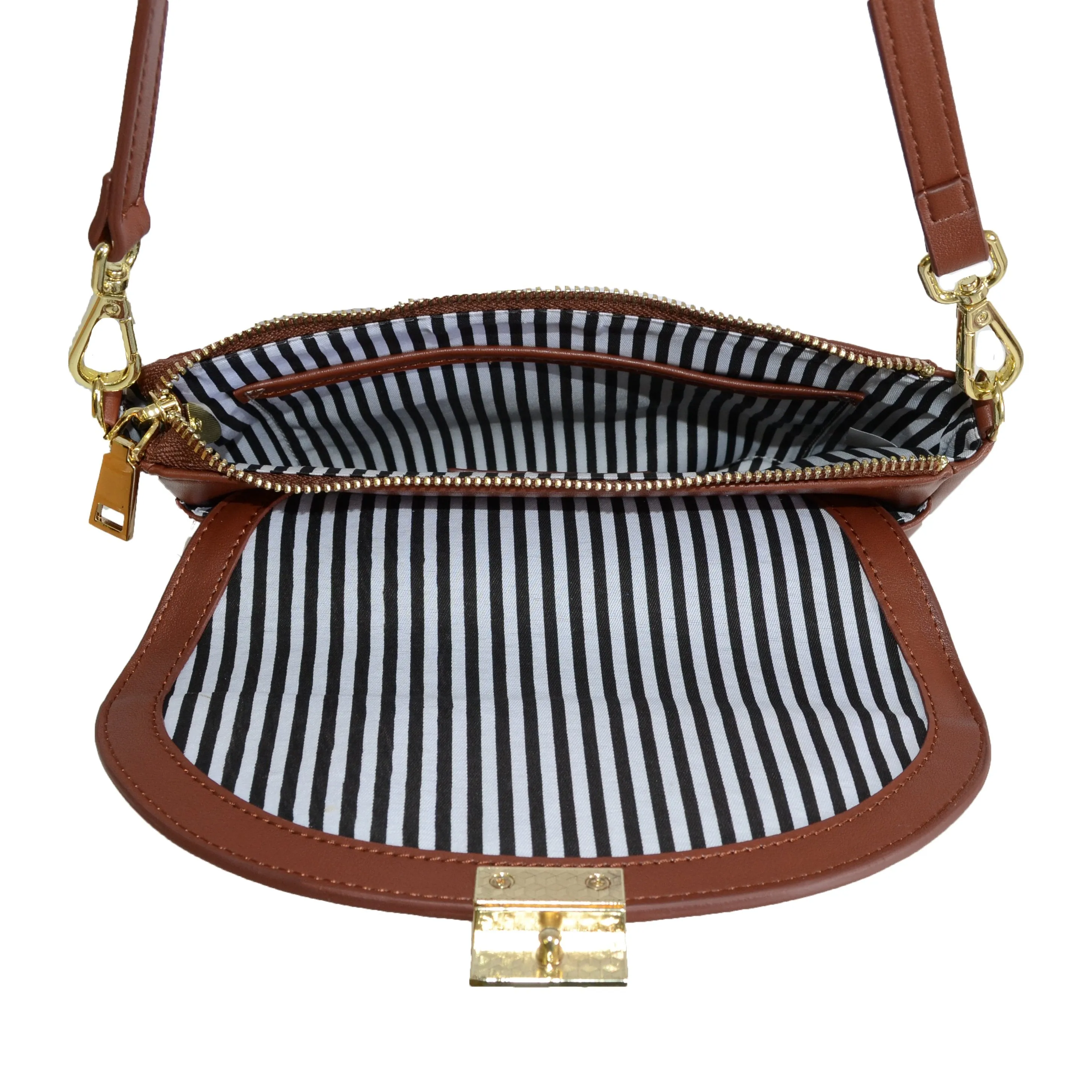 LISMORE- Women's Brown Crocodile Look Leather CrossBody