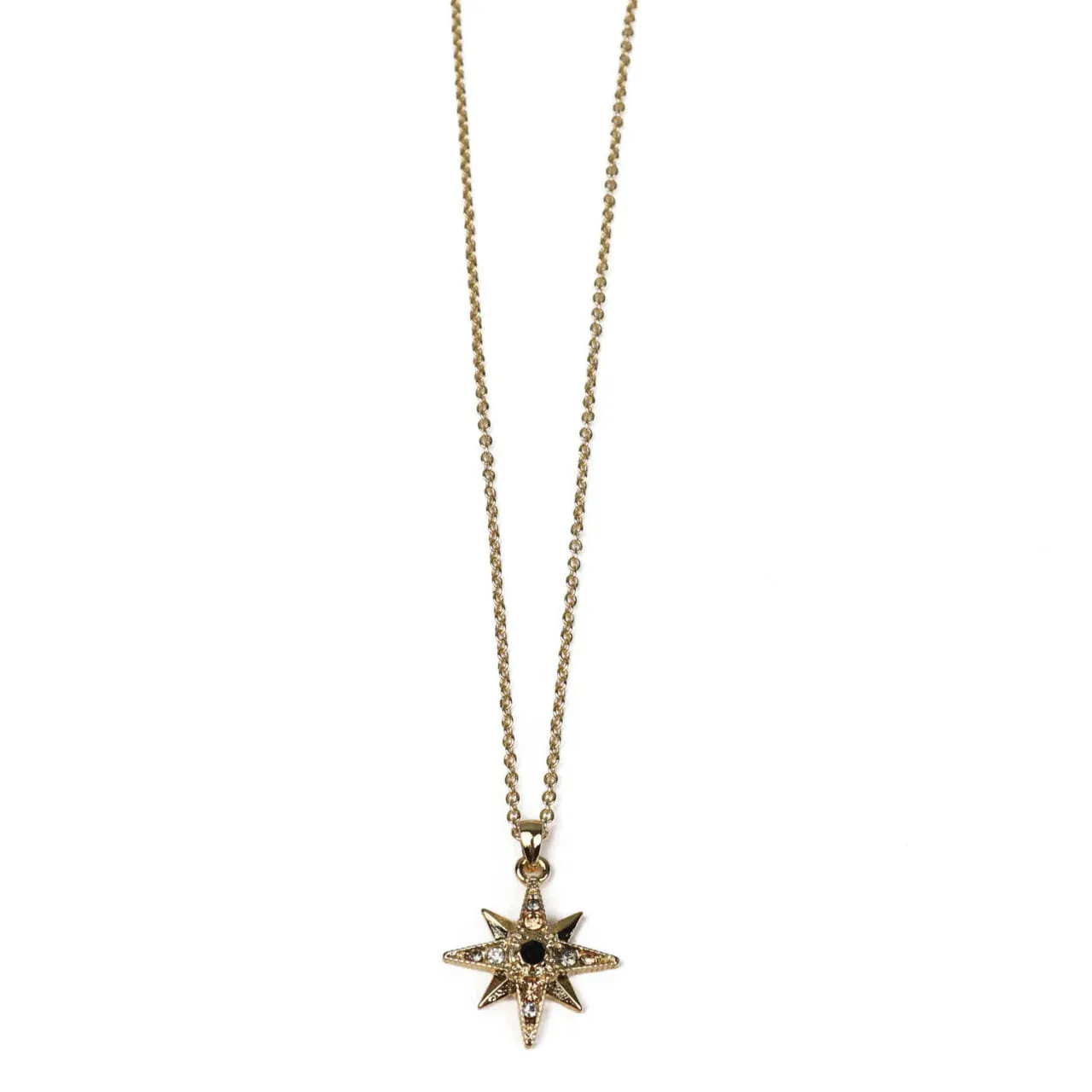 Necklace Gold Star Black
