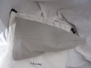 New CELINE DOUBLE ZIPPER Clutch Bag Purse GRAY Fabric