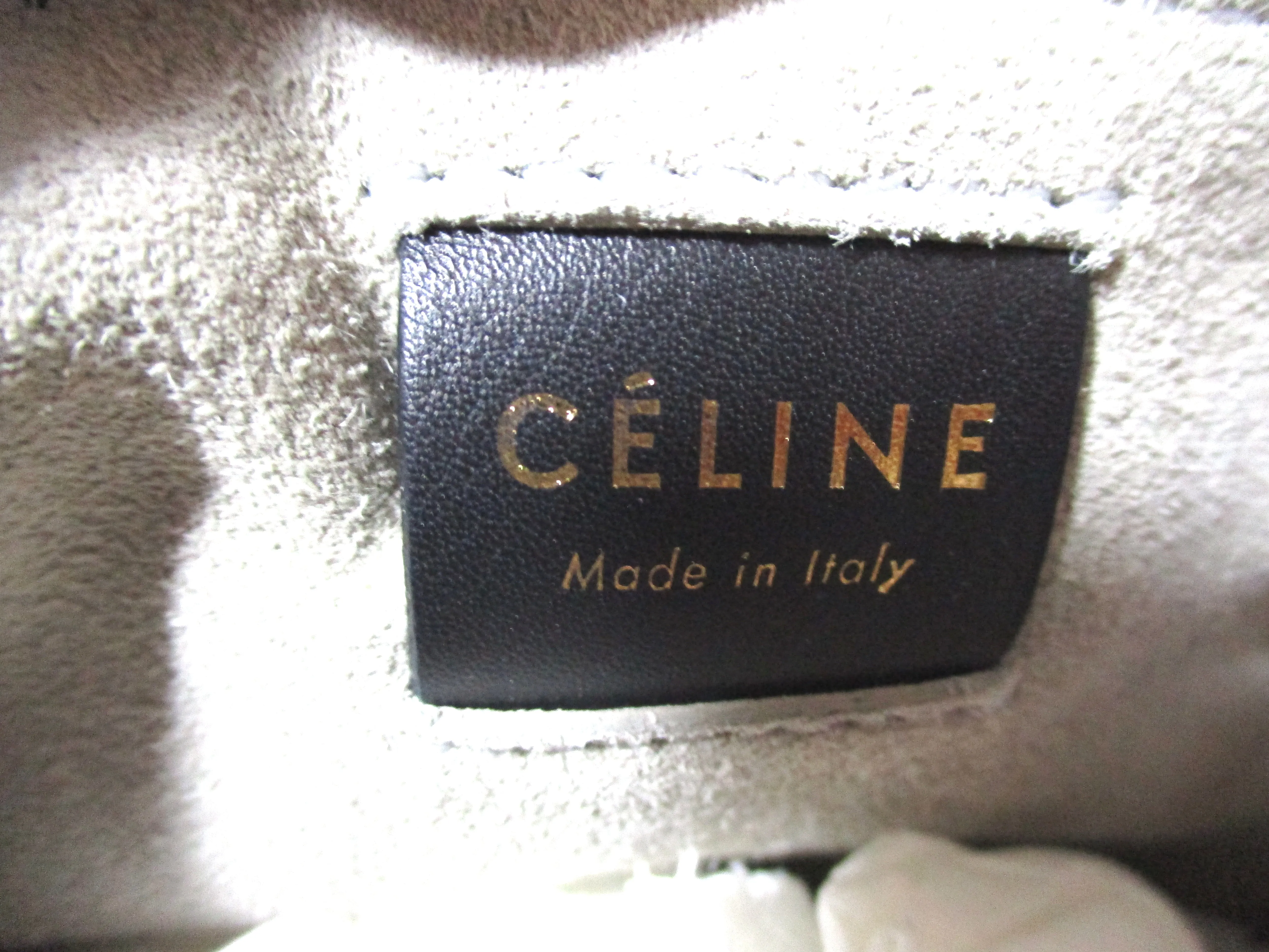 New CELINE DOUBLE ZIPPER Clutch Bag Purse GRAY Fabric