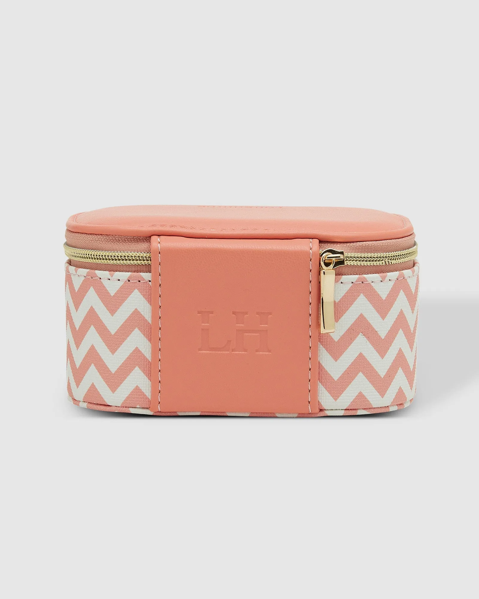 OLIVE JEWELLERY BOX CHEVRON PEACH