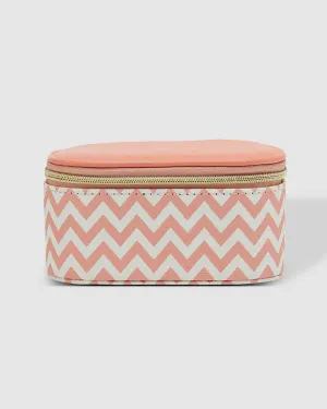OLIVE JEWELLERY BOX CHEVRON PEACH