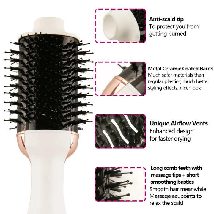 Professional 4-in-1 Multifunction Hot Air Comb Styling. فرشاة تصفيف الشعر الاحترافية متعددة الوظائف 4 في 1 تعمل