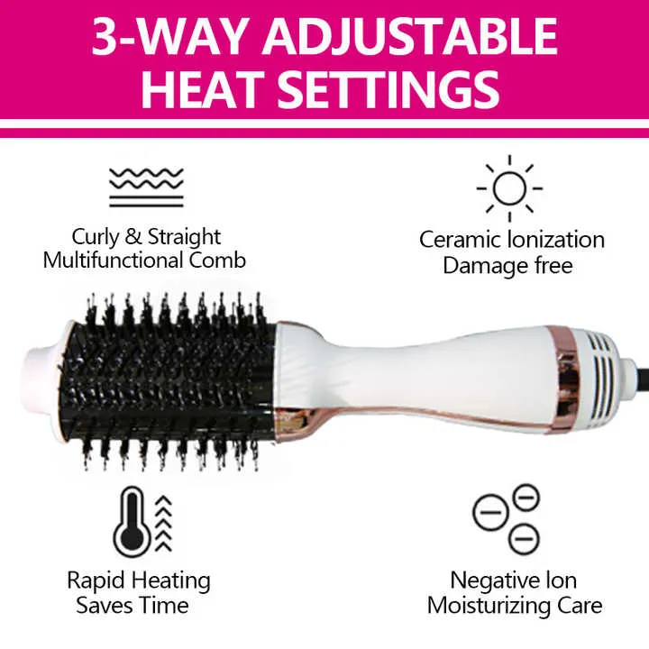 Professional 4-in-1 Multifunction Hot Air Comb Styling. فرشاة تصفيف الشعر الاحترافية متعددة الوظائف 4 في 1 تعمل