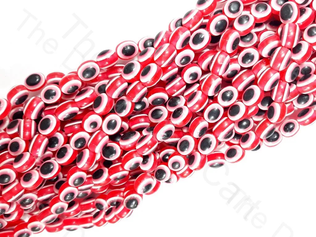 Red White Evil Eye Plastic Beads