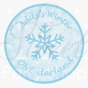 Snowflake Birthday Favor Sticker Labels, Party Favor Stickers 1st Birthday Winter One-derland Light Blue, Treat Bag Stickers - Set of 24
