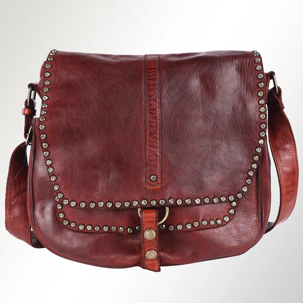 Spaghetti Western Swc157Bcg Cross Body I Vintage Handmade Drum Dyed Genuine European Cowhide Leather Women Bag Western Handbag Purse