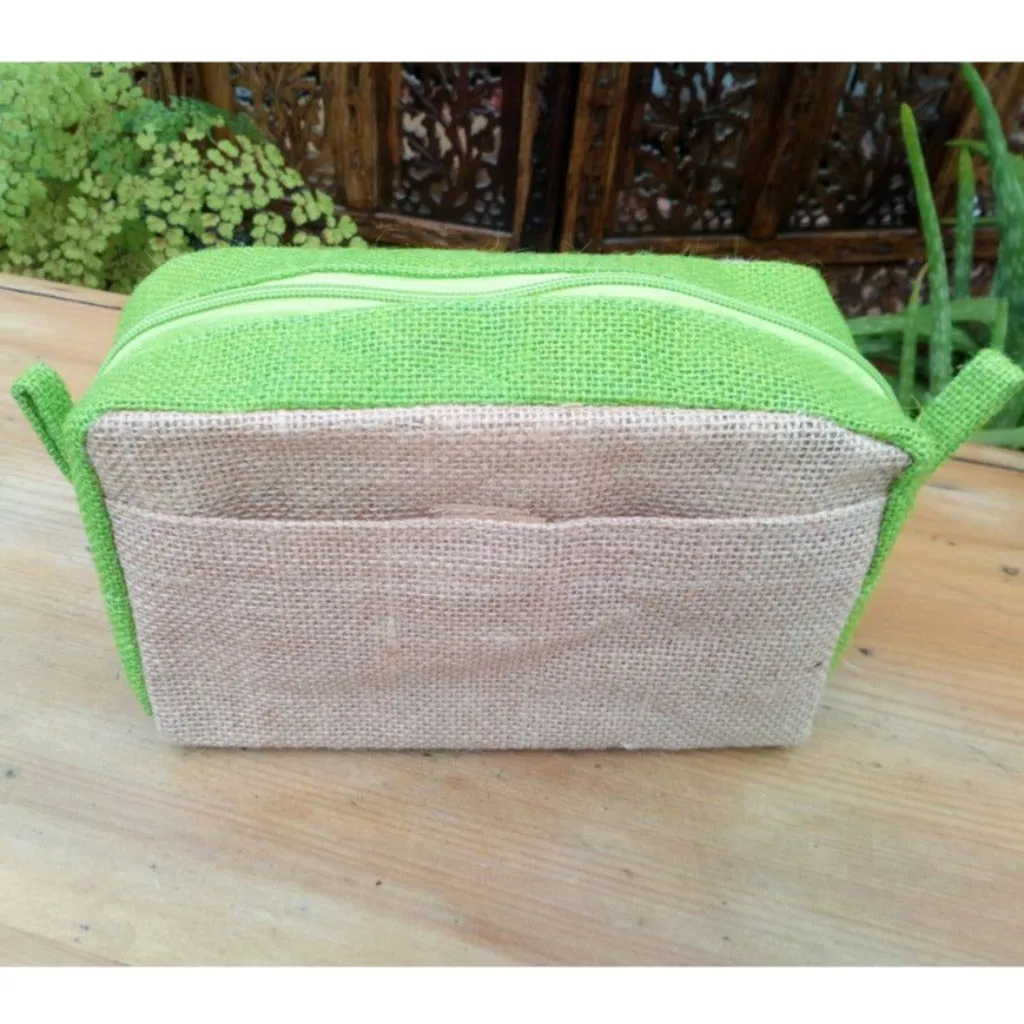 Sustainable Jute Toiletry bags - Green Lavender or Natural Make Up Bag