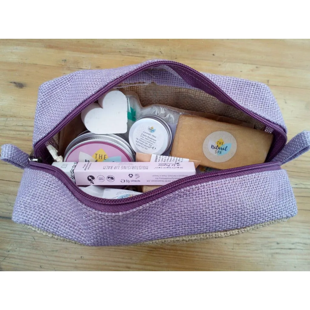 Sustainable Jute Toiletry bags - Green Lavender or Natural Make Up Bag