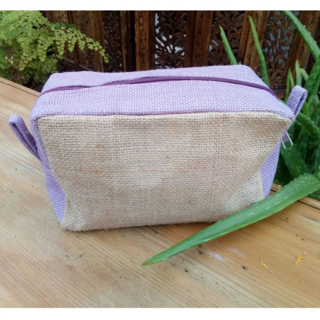 Sustainable Jute Toiletry bags - Green Lavender or Natural Make Up Bag