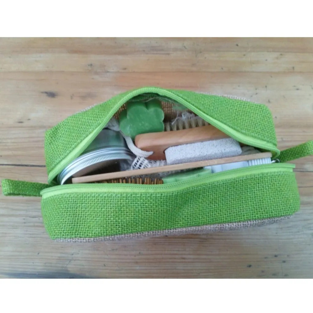 Sustainable Jute Toiletry bags - Green Lavender or Natural Make Up Bag