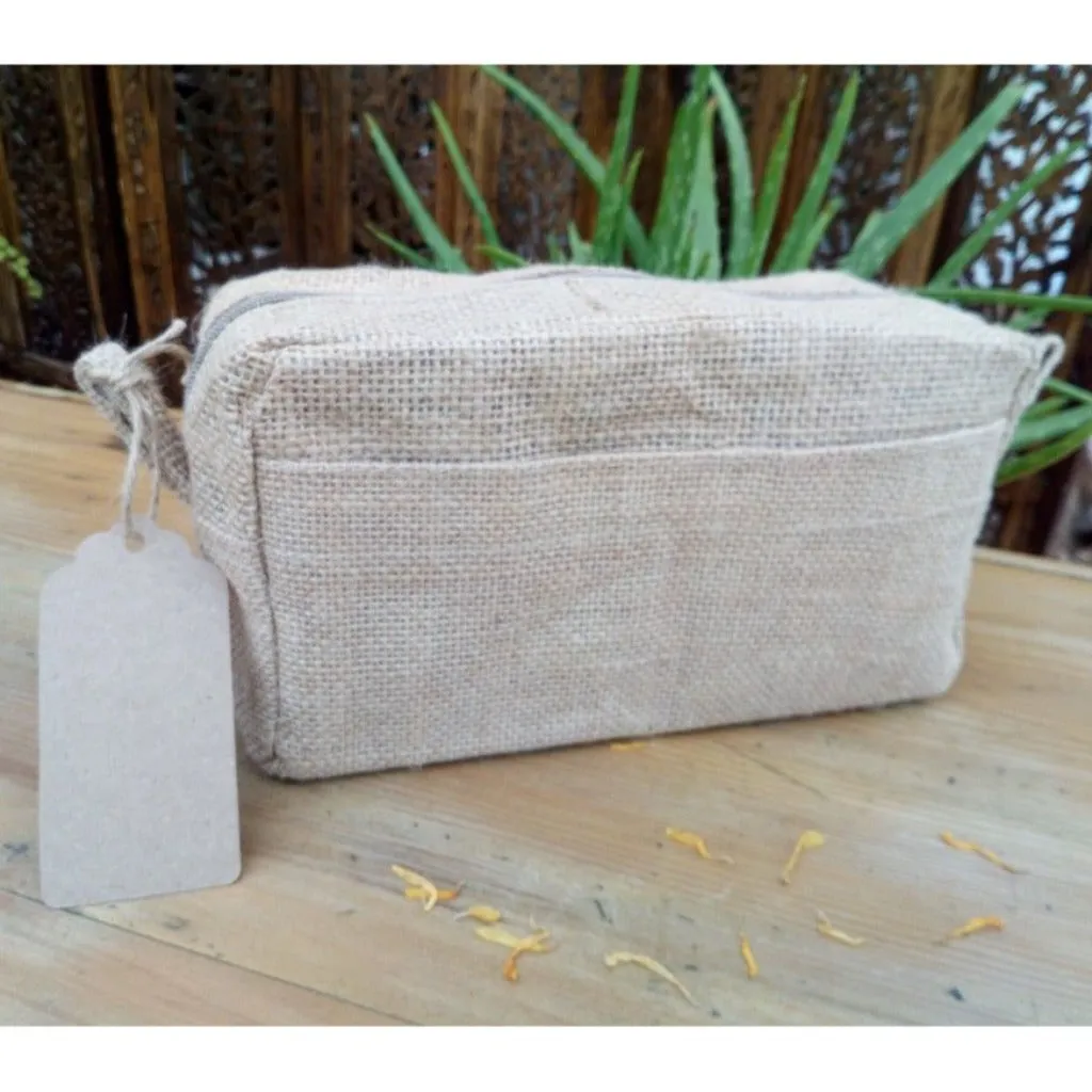 Sustainable Jute Toiletry bags - Green Lavender or Natural Make Up Bag