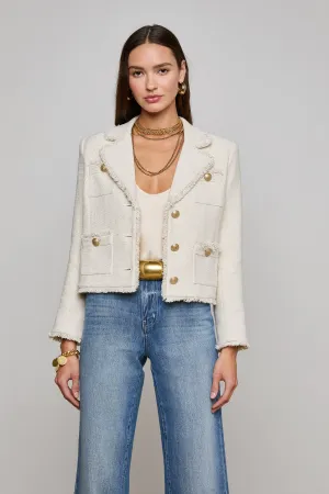 Sylvia Collared Jacket Ivory/ Light Gold