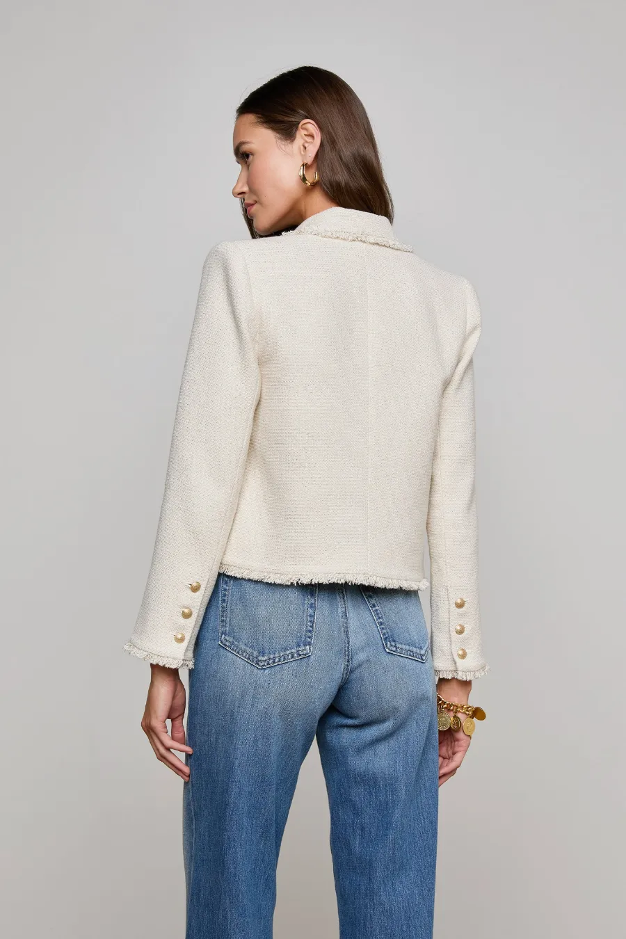 Sylvia Collared Jacket Ivory/ Light Gold