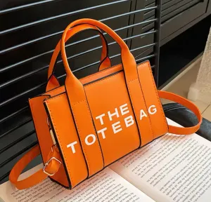 The Tote Bag for Women – Orange Trendy PU Leather Handbag