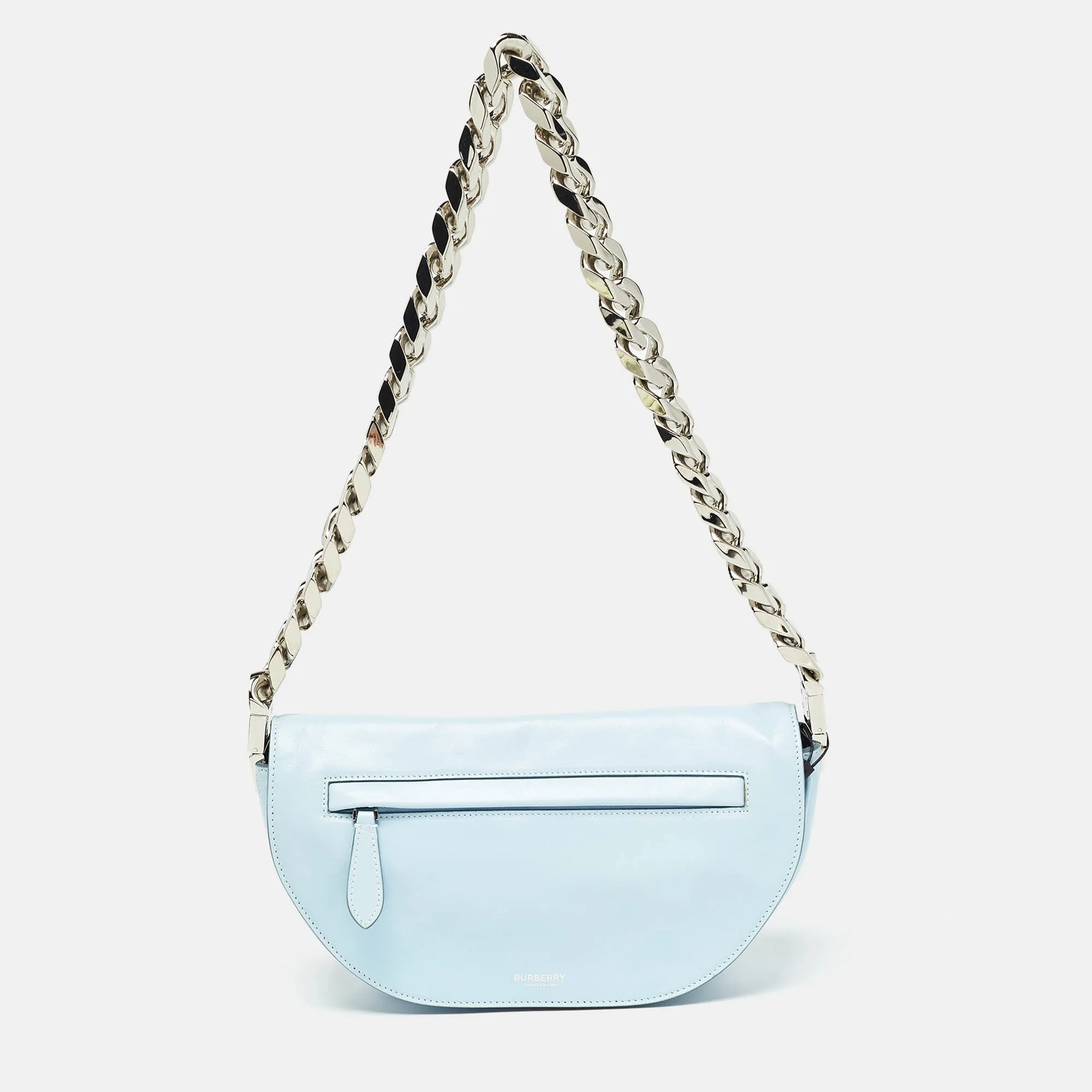 Trendy Inspired Burberry Pale Blue Soft Leather Small Olympia Shoulder Bag