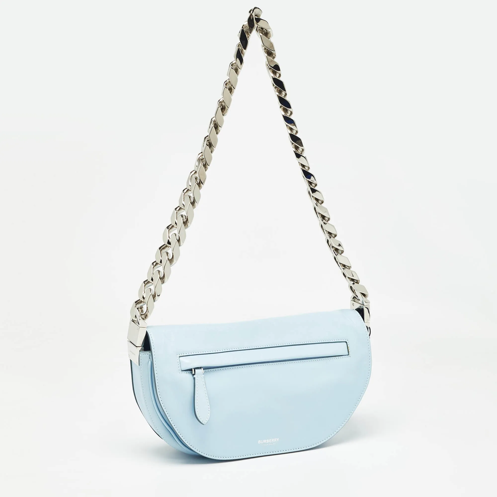 Trendy Inspired Burberry Pale Blue Soft Leather Small Olympia Shoulder Bag