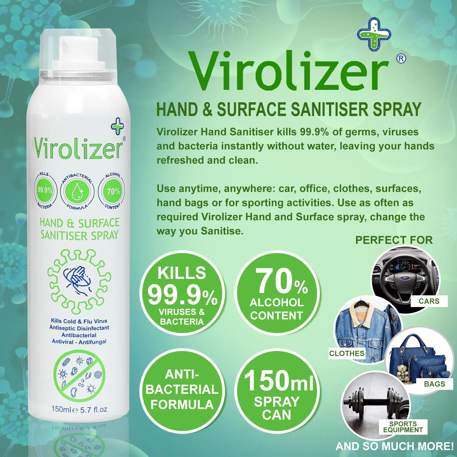 Virolizer 150ml Aerosol 70% Isopropyl Alcohol (IPA) for Electronics, General Cleaning