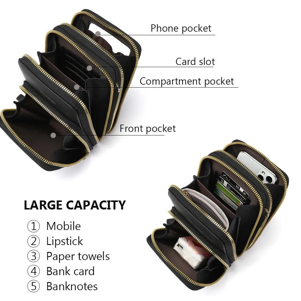 Women Crossbody Cellphone Purse Touch Screen Bag RFID Blocking Wallet Shoulder Handbag