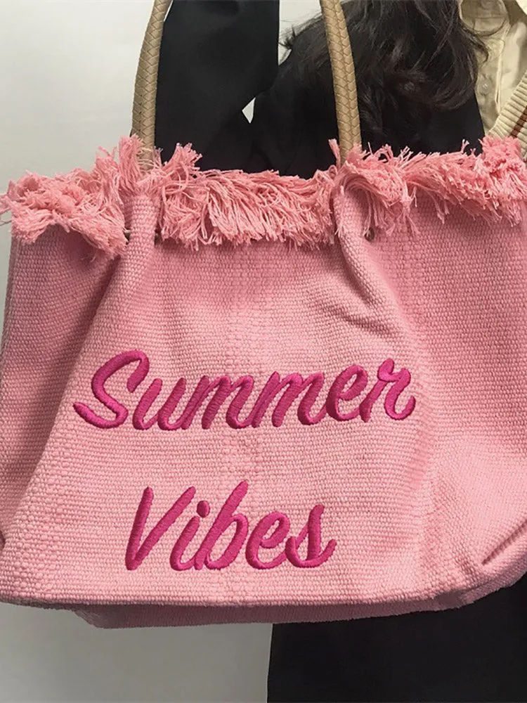 Women's Summer Vibe Tassel Tote Bag