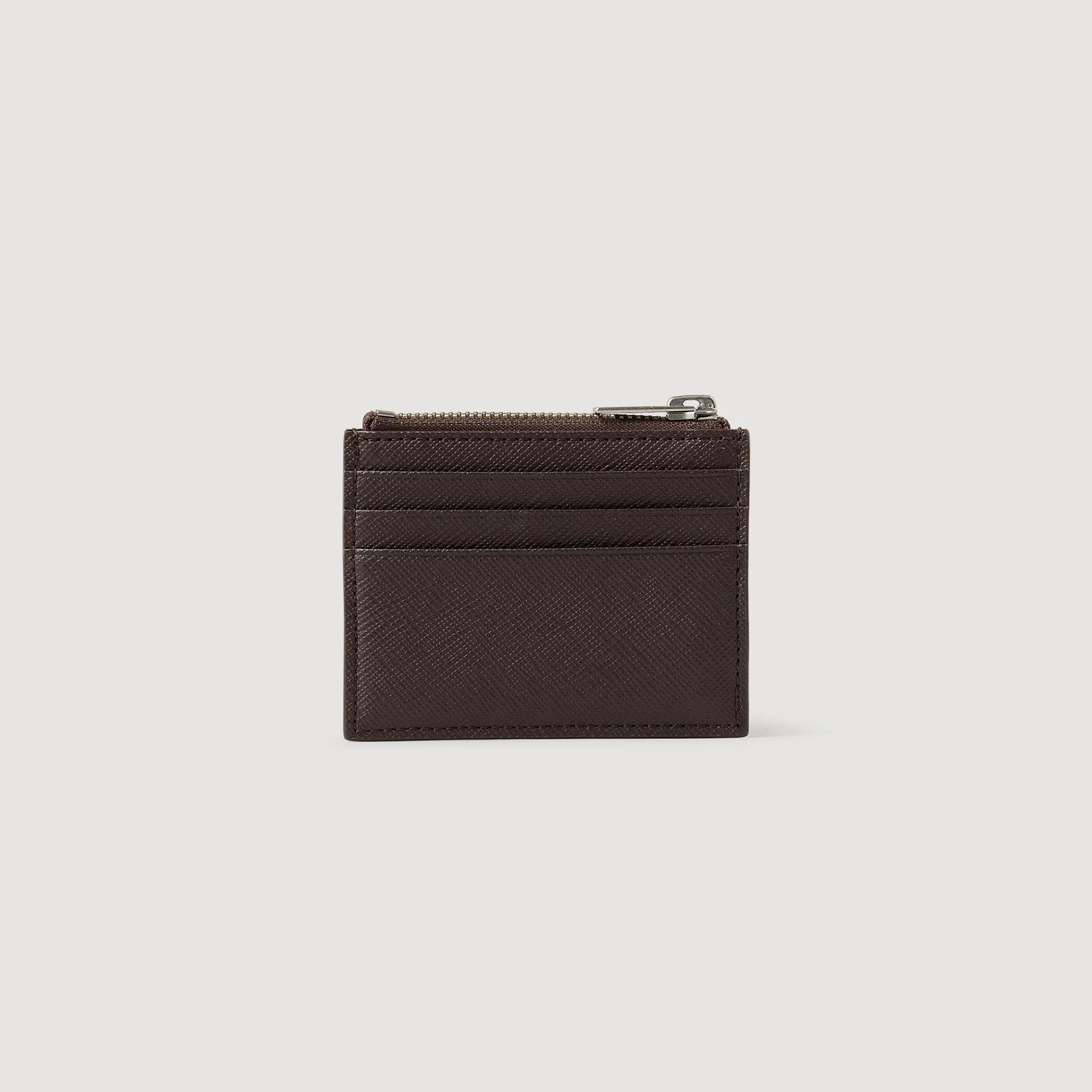 Zipper Synthetic Leather Cardholder Chocolate