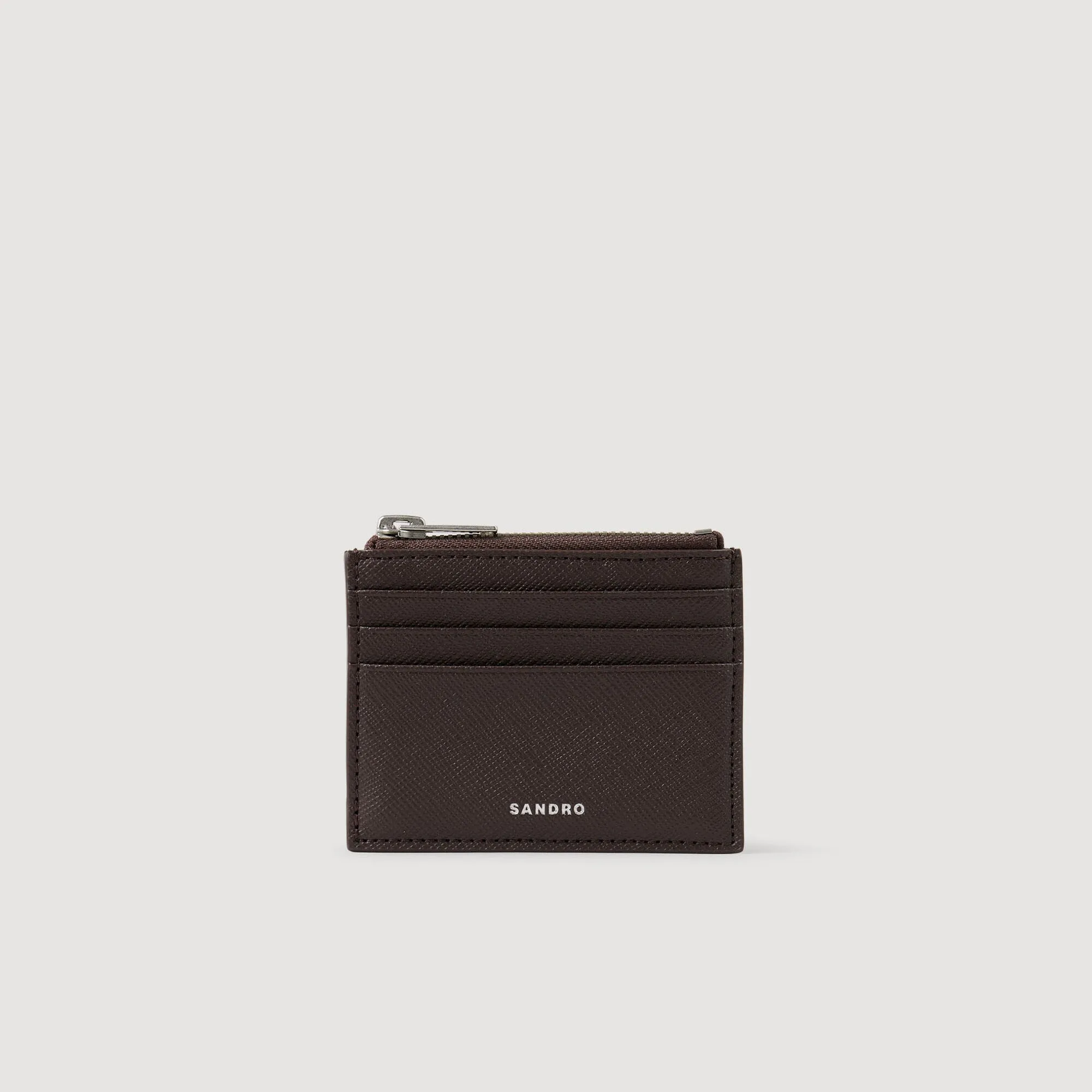 Zipper Synthetic Leather Cardholder Chocolate
