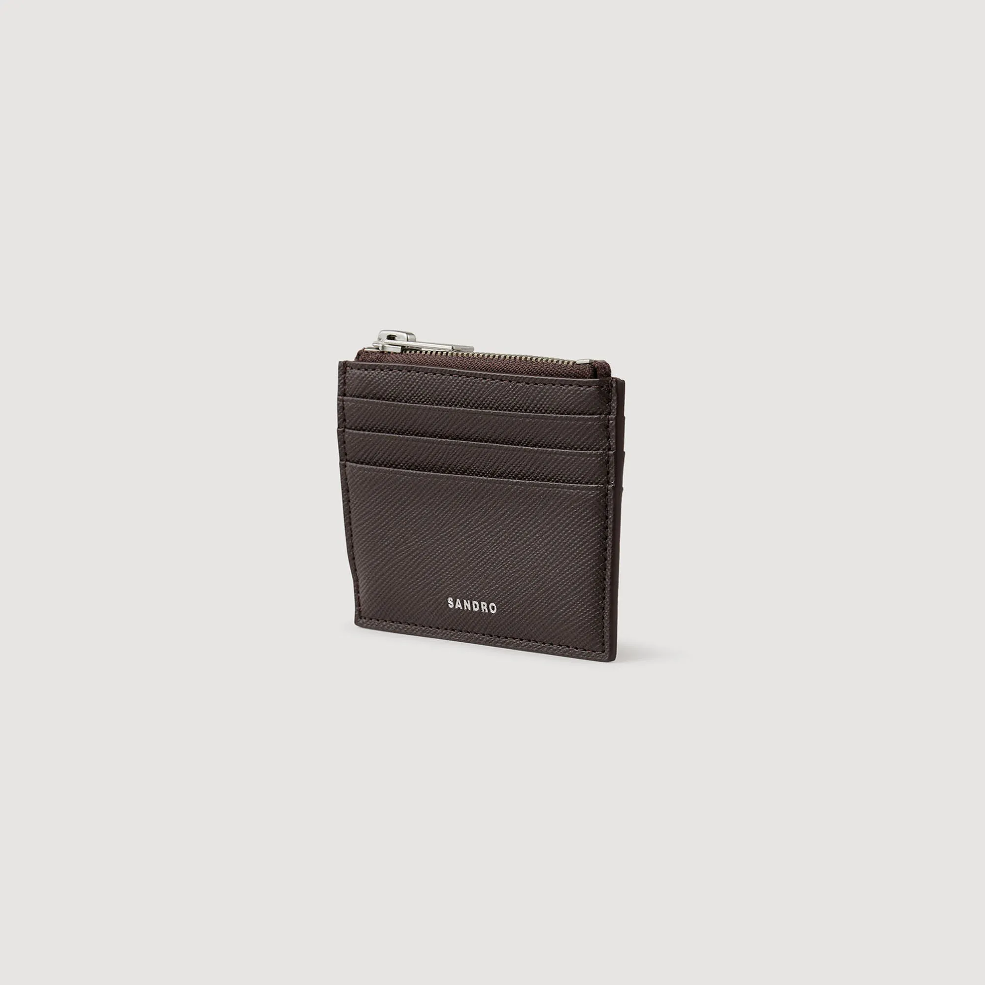 Zipper Synthetic Leather Cardholder Chocolate